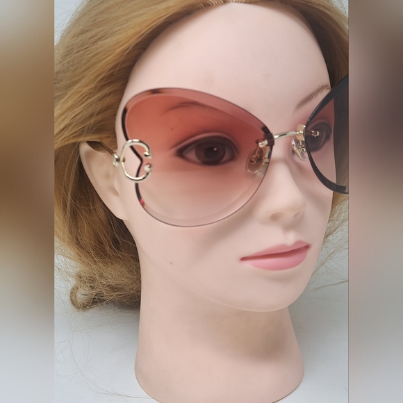 Lanvin Sunglasses Heart Rose Metal Butterfly Rimless Oversized LN124S 67-16-140 - Picture 7 of 14